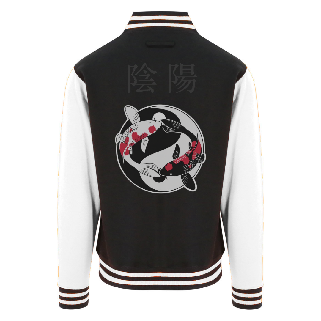 Yin Yang Jet Black & White Varsity Jacket